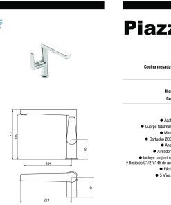 Alternative view of PIAZZA - NEXT - MONOCOMANDO COCINA MESADA LEVA 90º