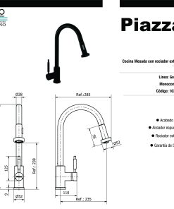 Alternative view of PIAZZA - GOURMET - MONOCOMANDO COCINA MESADA NEGRO 10300NE