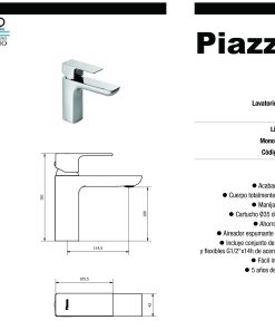 Alternative view of PIAZZA - ARQ - MONOCOMANDO LAVATORIO PICO BAJO