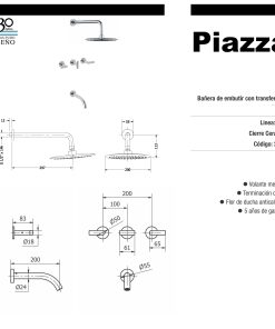 Alternative view of PIAZZA - MIND - DUCHA DE EMBUTIR CON TRANSFERENCIA