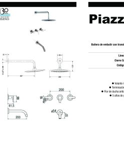 Alternative view of PIAZZA - LOGOS - DUCHA DE EMBUTIR CON TRANSFERENCIA 22306