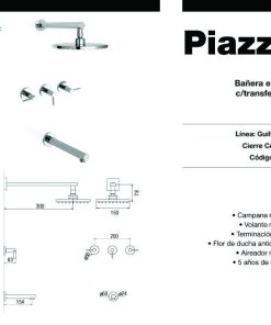 Alternative view of PIAZZA - GUILTY LEVER - DUCHA DE EMBUTIR CON TRANSFERENCIA