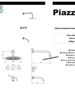 Alternative view of PIAZZA - LOUNGE STEEL - DUCHA DE EMBUTIR CON TRANSFERENCIA