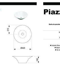 Alternative view of PIAZZA - BACHA DE APOYAR A001 42X42X15