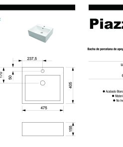 Alternative view of PIAZZA - BACHA DE APOYAR A117 47.5X40.5X15.5