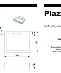 Alternative view of PIAZZA - BACHA DE APOYAR A201B-3 580X460X140