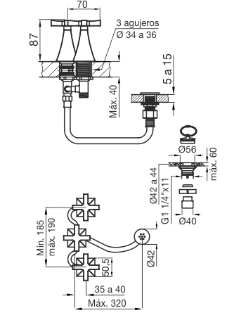 FV - URBANO - JUEGO PARA BIDET 0295/H3-CR - Imagen 2