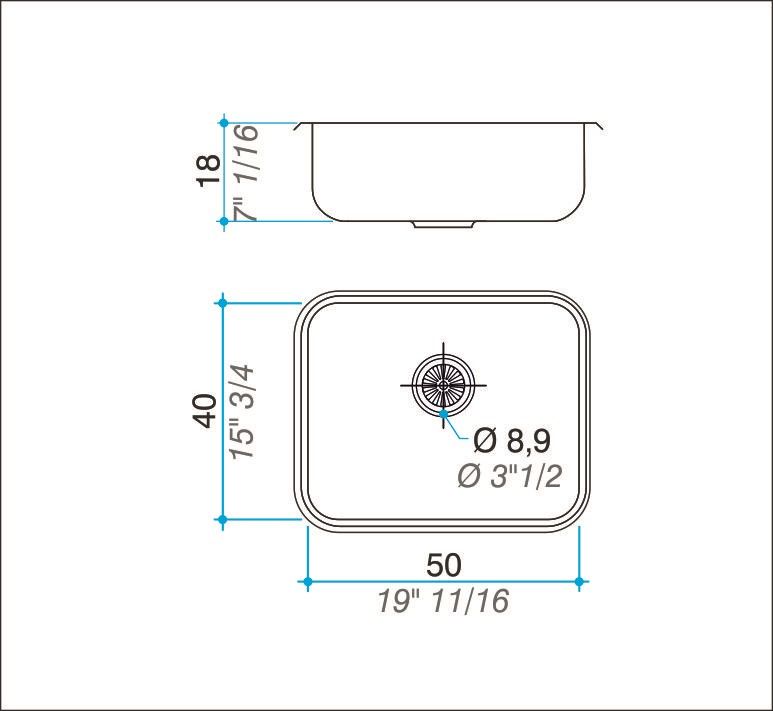 JOHNSON - PILETA E50/18 50X40X18 - Imagen 2