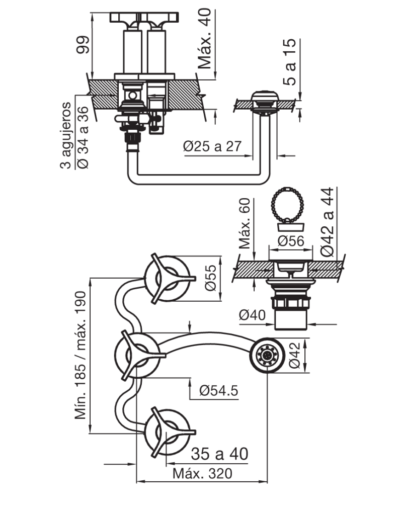 FV - TRIADES - JUEGO PARA BIDET CON TRANSFERENCIA 295/C3 - Imagen 2