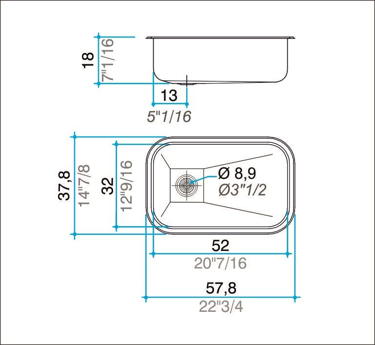 JOHNSON - PILETA ZN52/18A 57.8X37.8X18 - Imagen 2